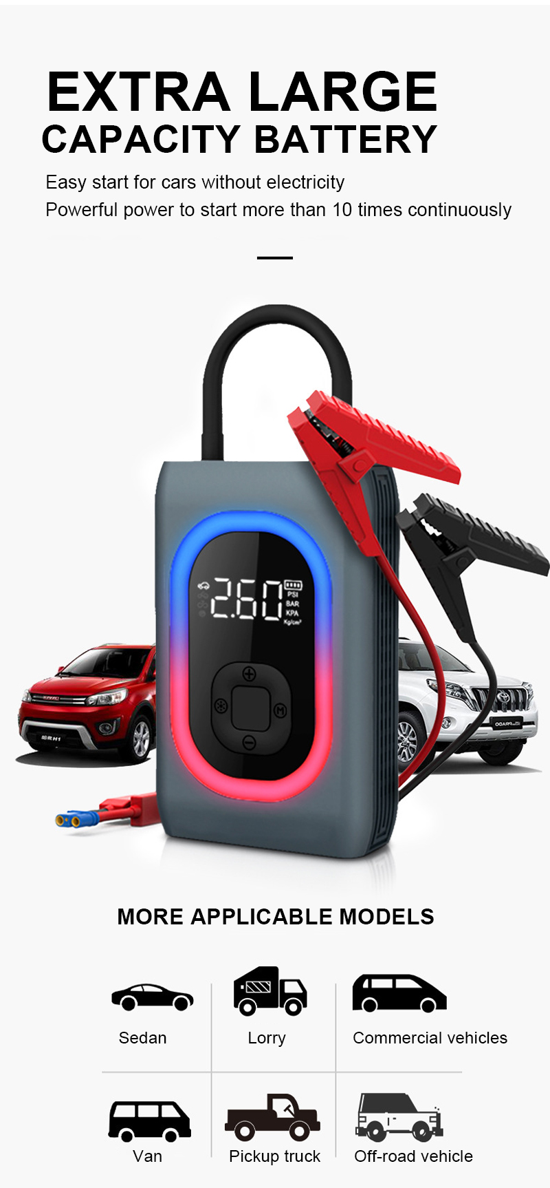 2023 NEWST Design 12000mAh Car Jump Starter with Air Compressor