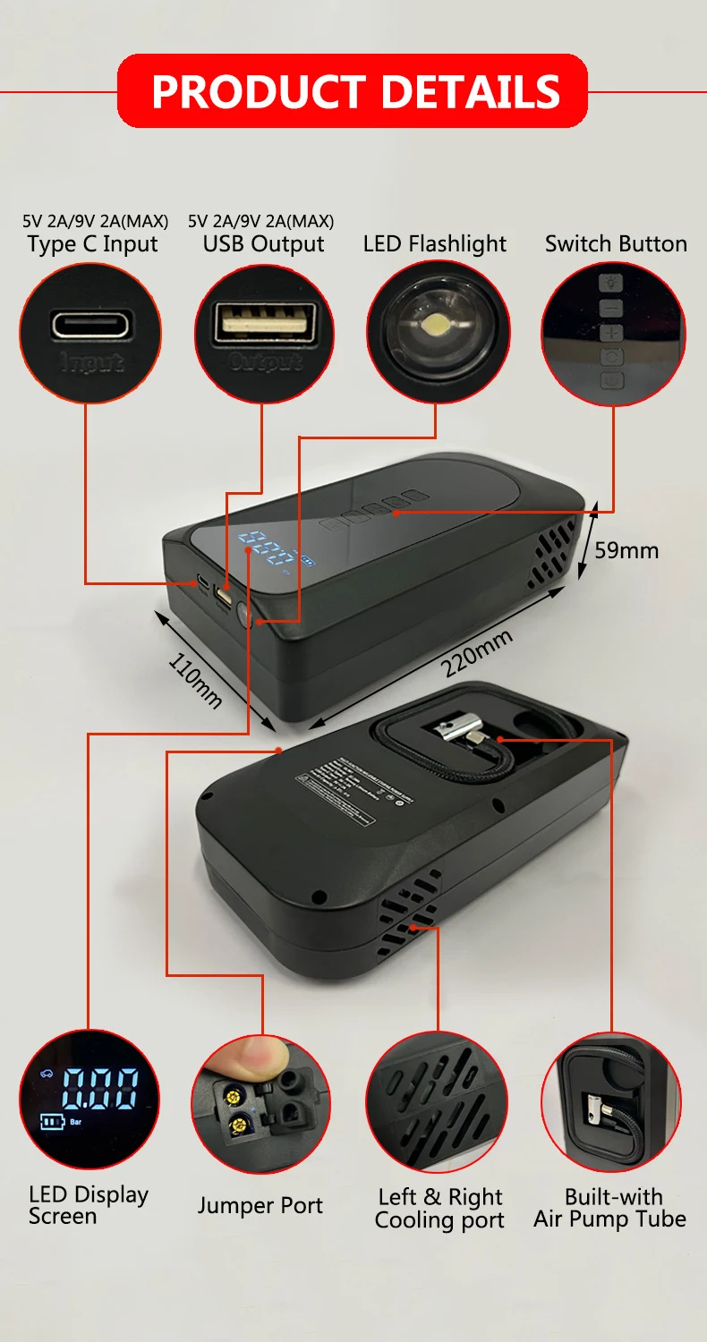 2025 NEW PRODUCT Car Jump Starter with Air Compressor