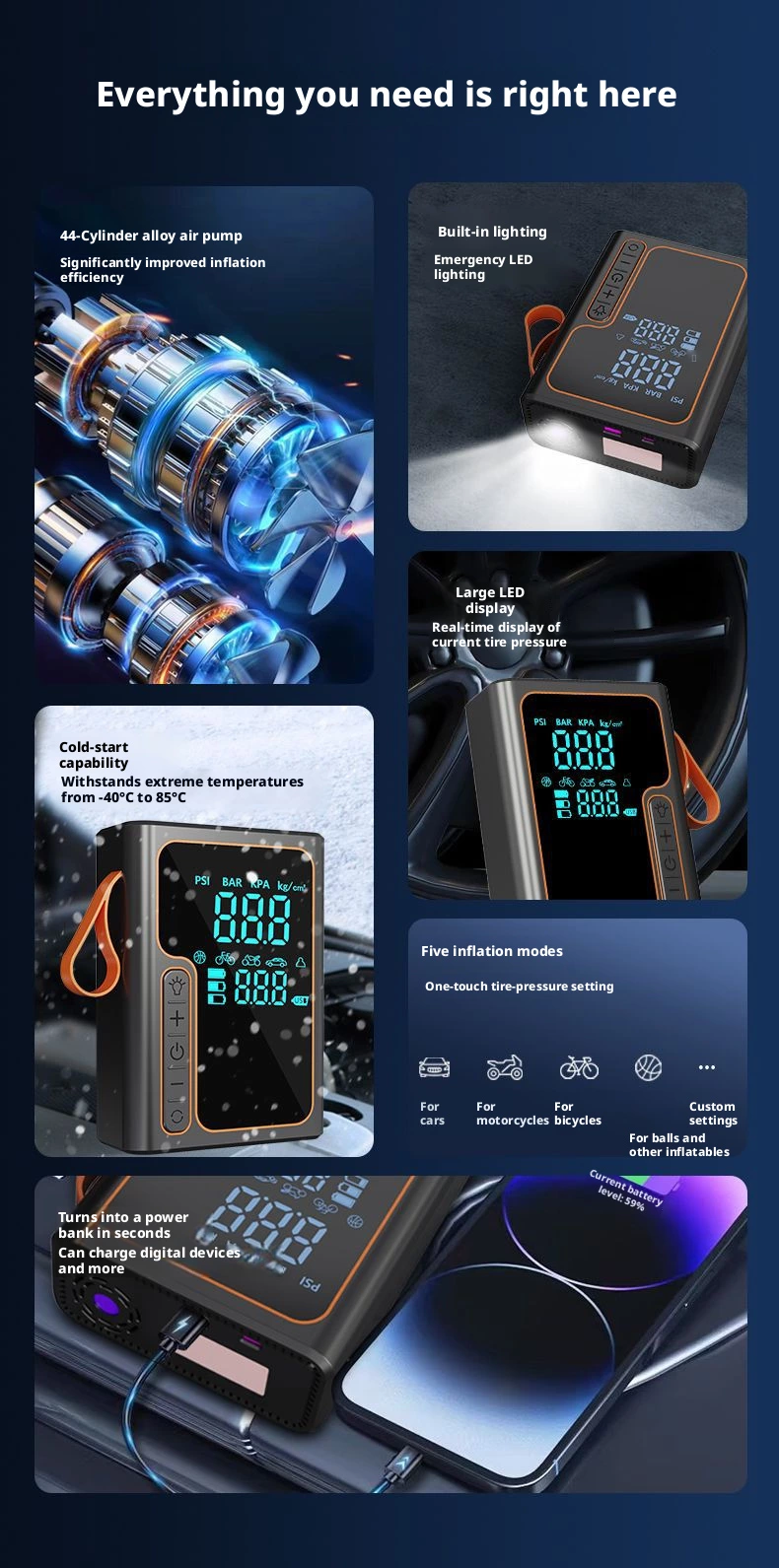 Car Jump Starter with Air Compressor