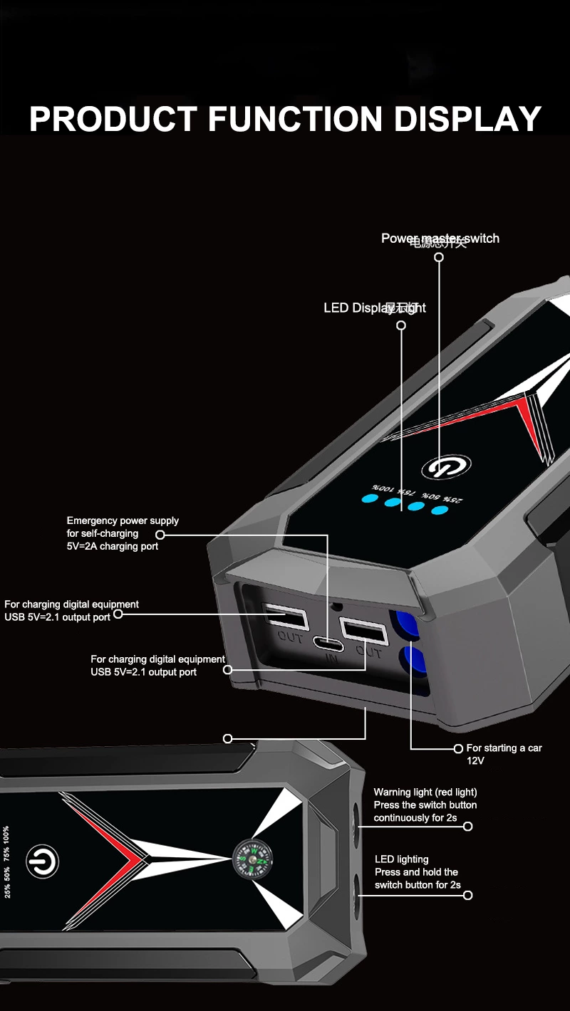 Car Jump Starter with Compass