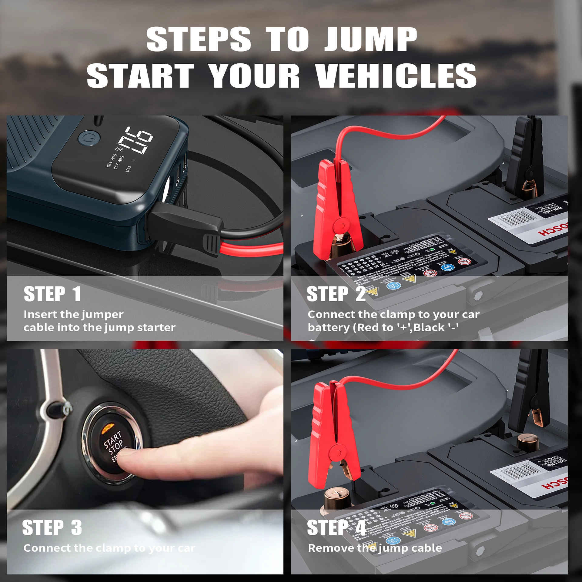 Car Jump Starter with LED Flashlight