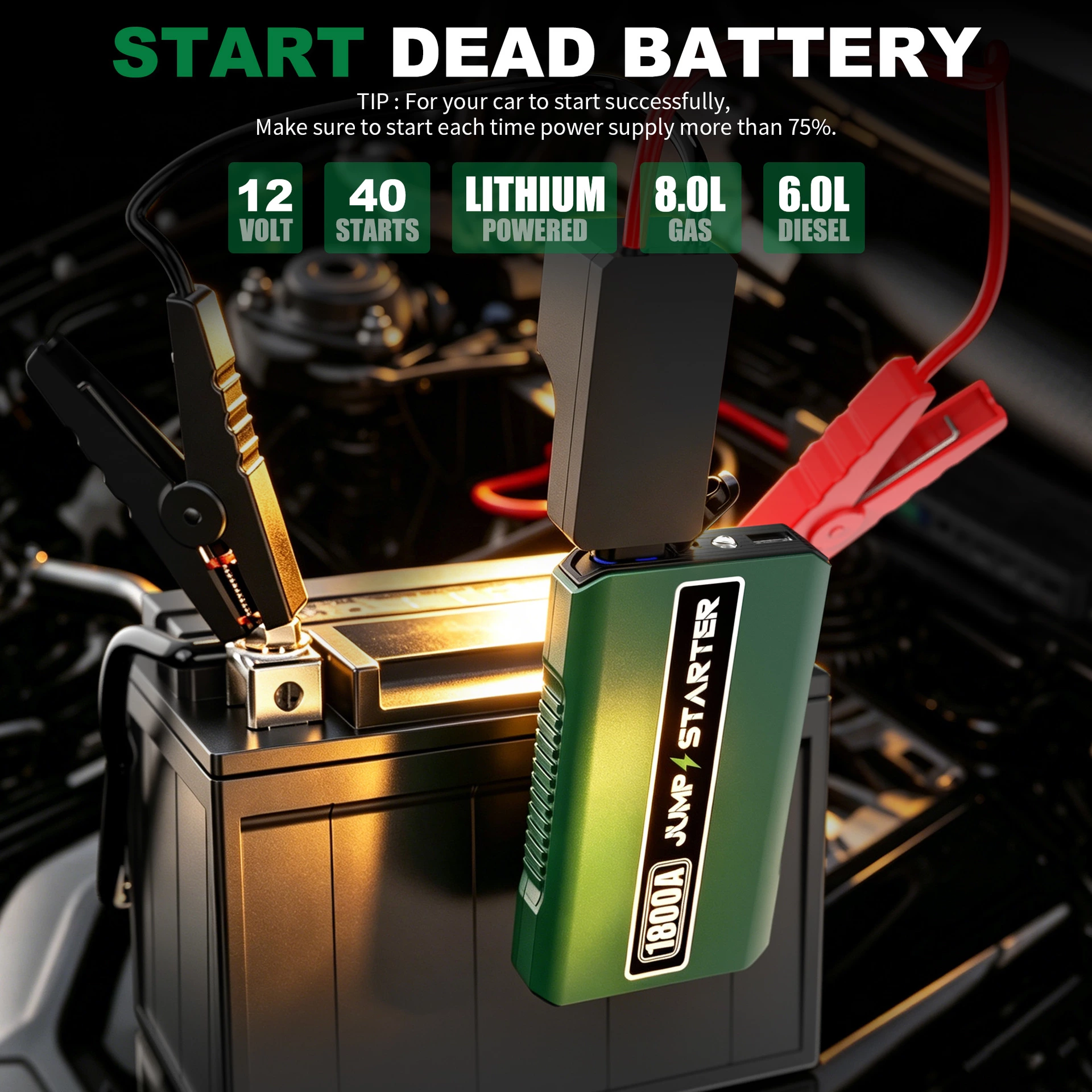 1800A Car Jump Starter Battery Booster