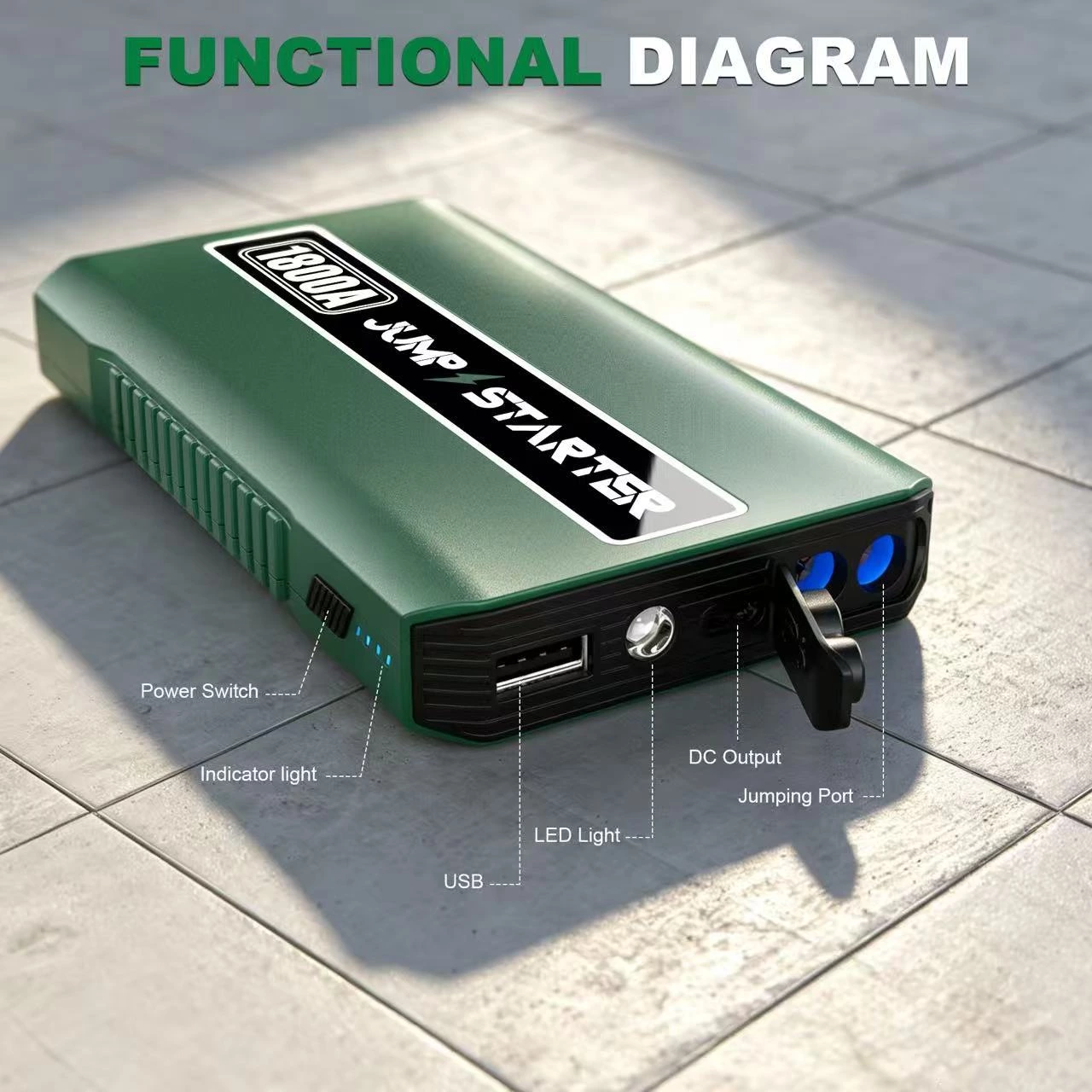 1800A Car Jump Starter Battery Booster