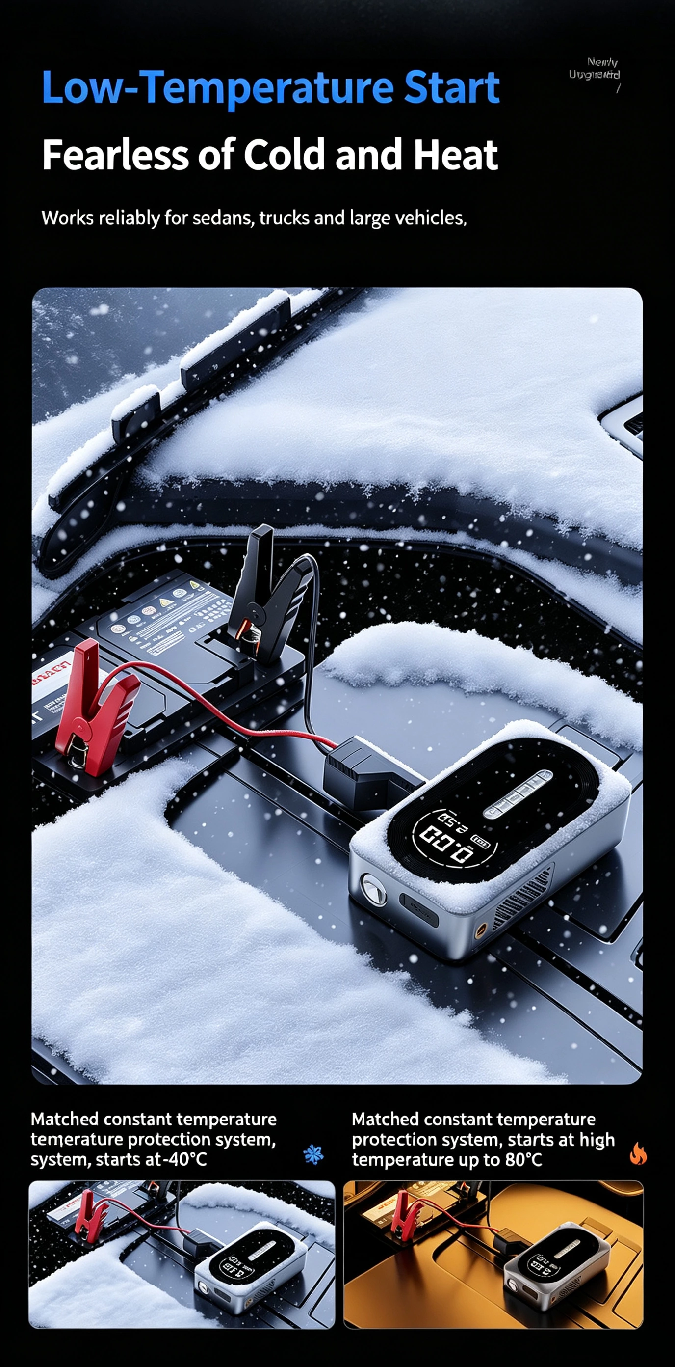 1000A Car Jump Starter Battery Booster Product size: 146*83*20 mm