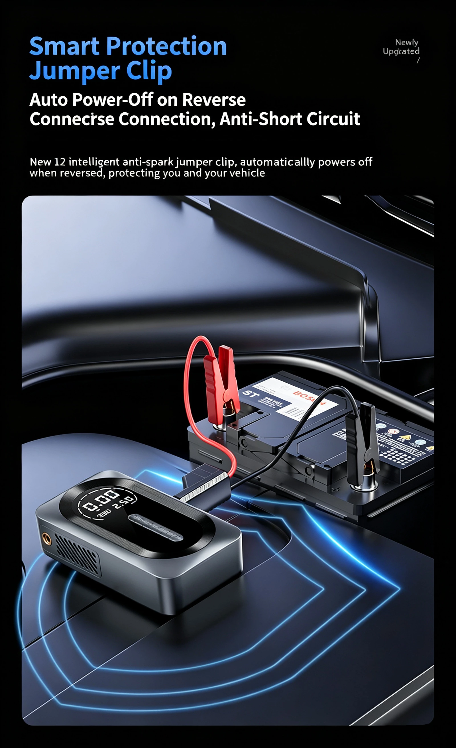 1000A Car Jump Starter Battery Booster Product size: 146*83*20 mm