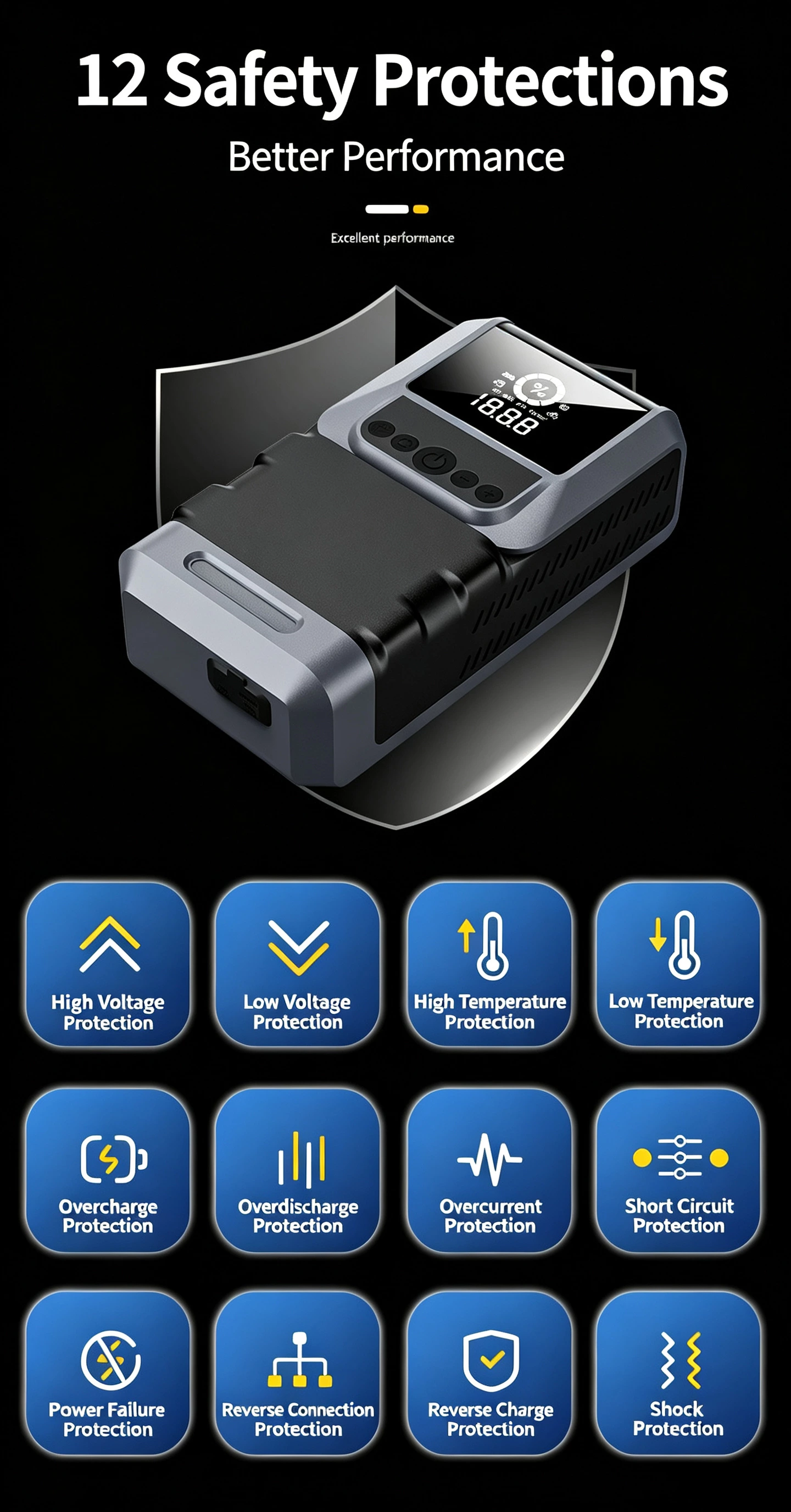 Air Pump Car Jump Starter Battery Booster