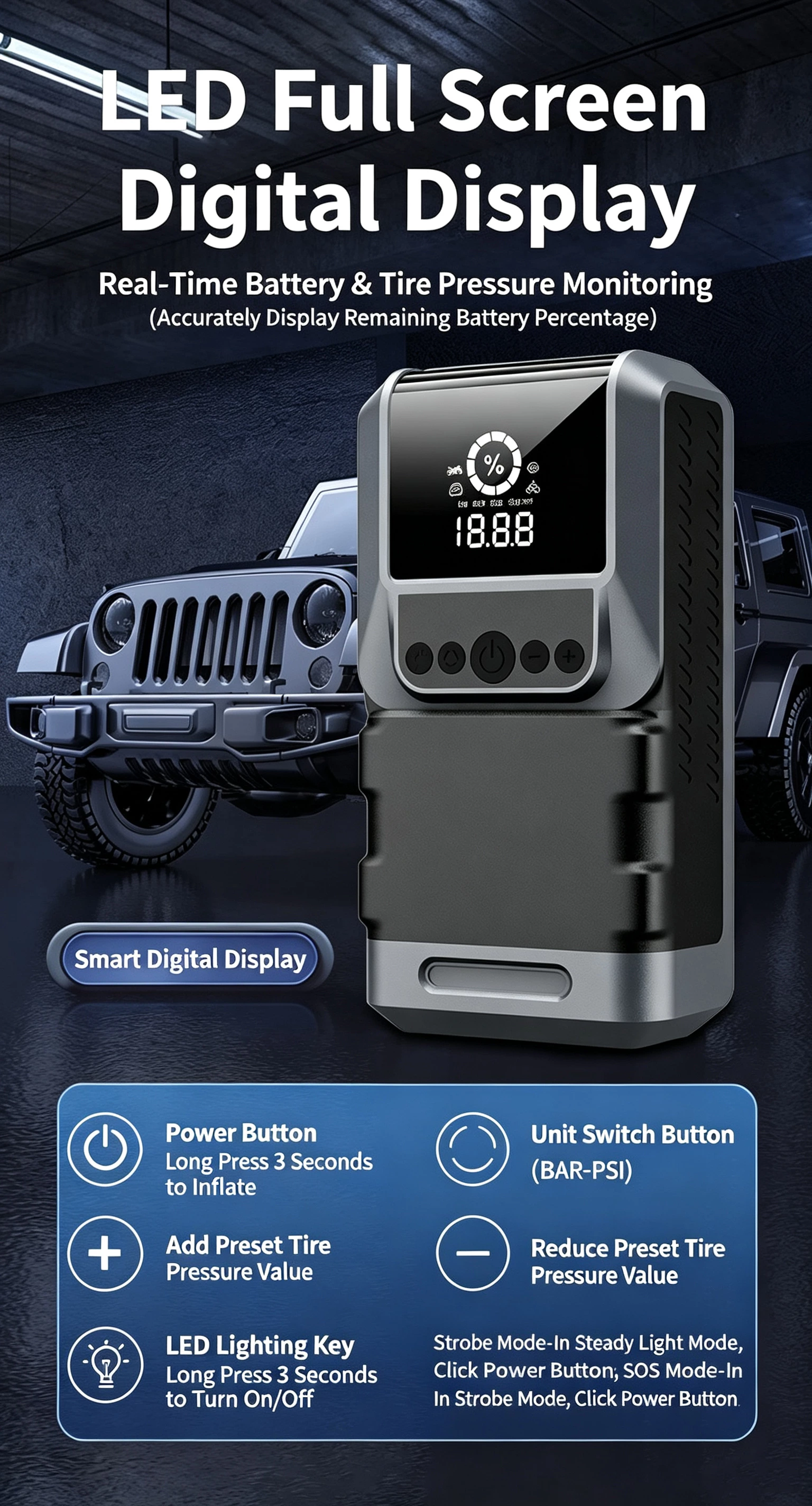 Air Pump Car Jump Starter Battery Booster