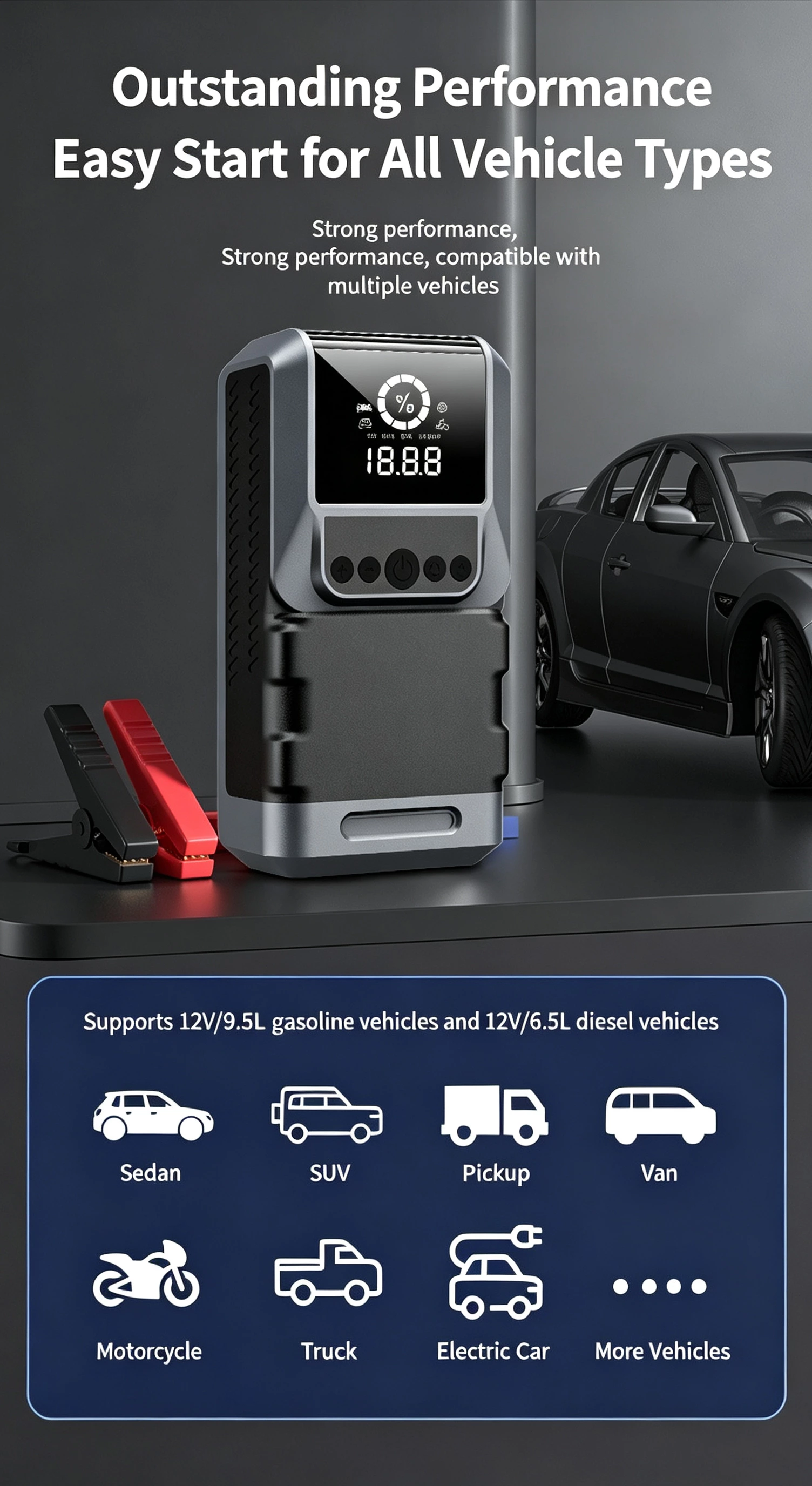 Air Pump Car Jump Starter Battery Booster